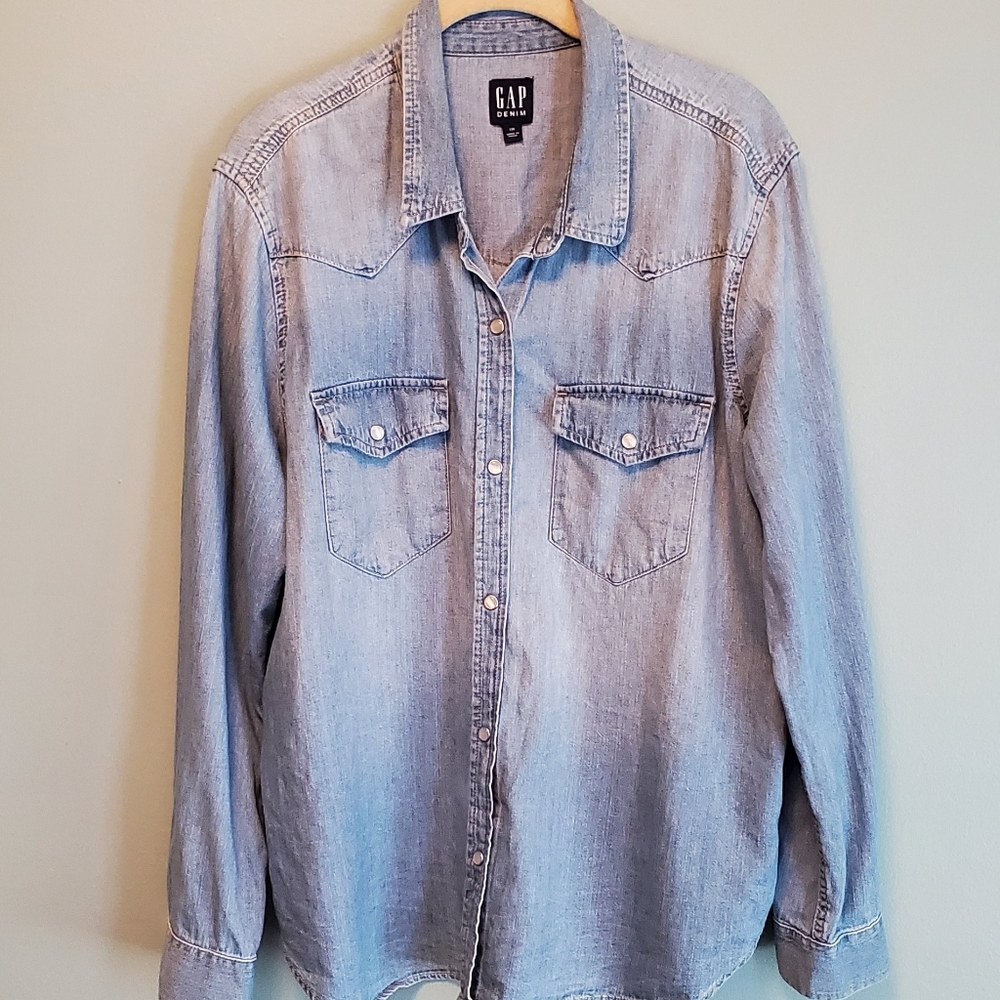 GAP Snap Button Denim Shirt Size XXL